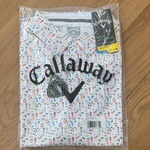 Callaway Eco Men's Large Colorful Patterned Polo Shirt Drinks Cocktails